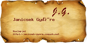 Janicsek Györe névjegykártya